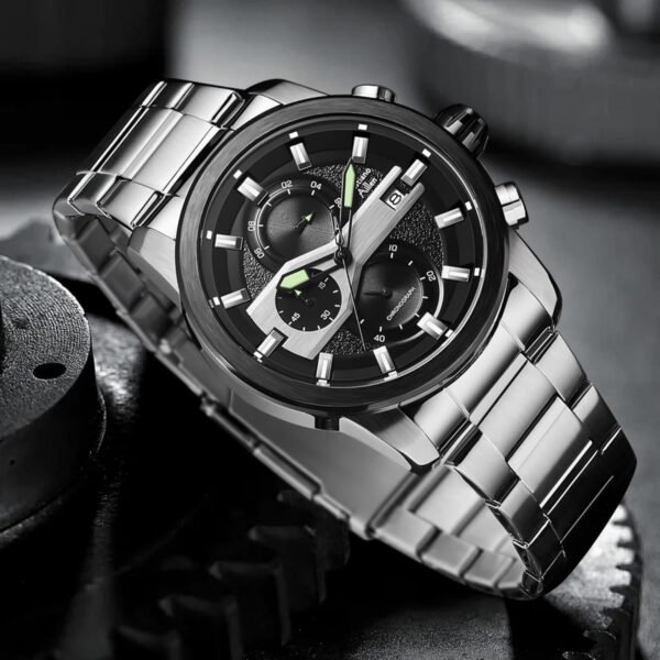 Watches for Men Analog Quartz Chronograph Stainless Steel Wa... - Image 2