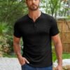 RQP Men's Henley Shirts Short Sleeve Waffle Stretch T Shirts...