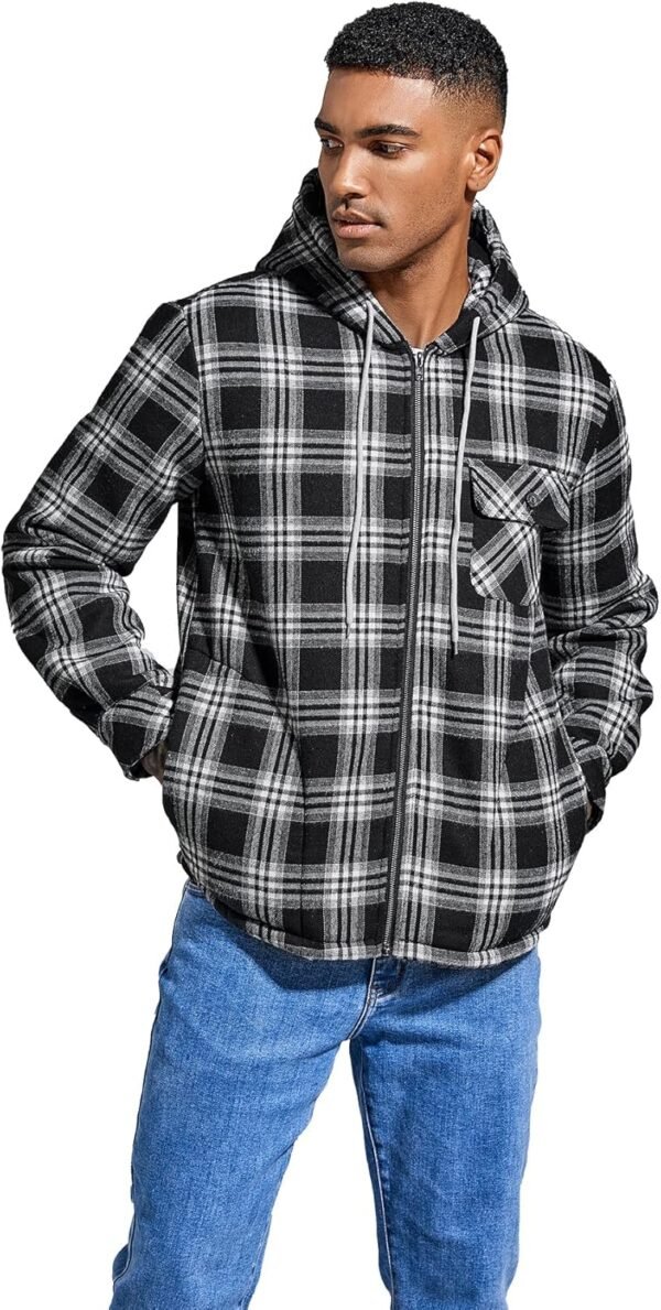 Elesuit Men's Full Zip Fleece Flannel Jackets Shirt Plaid Co...