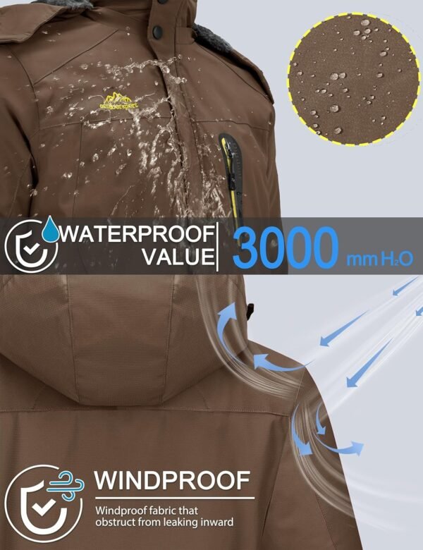 TACVASEN Men's Winter Ski Jacket Waterproof Snow Coats Snowb...