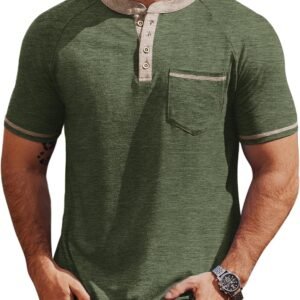 COOFANDY Mens Henley Shirts Short Sleeve Casual Button T-Shi...