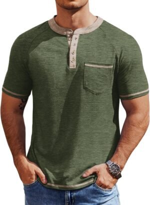 COOFANDY Mens Henley Shirts Short Sleeve Casual Button T-Shi...