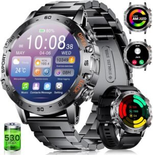 Military Smart Watch for Men(Answer/Dial Calls),1.45'' AMOLE...
