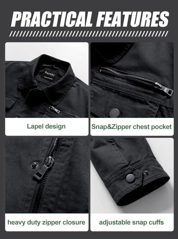 Pursky Men's Canvas Cotton Military Casual Field Jacket Oute...