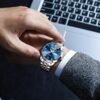 PINDOWS Watches for Men Diamond Date Calendar Quartz Watches...