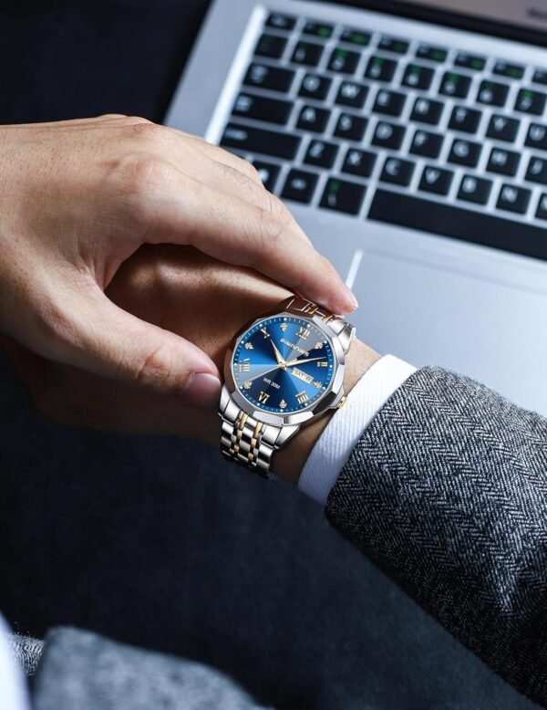 PINDOWS Watches for Men Diamond Date Calendar Quartz Watches...