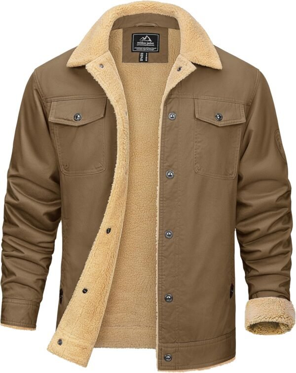KEFITEVD Men's Winter Fleece Jacket Sherpa Lined Cargo Jacke...
