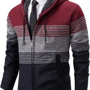 Mylldey Mens Hoodies Knit Sweater, Full Zip Fleece Lined Car...