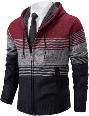 Mylldey Mens Hoodies Knit Sweater, Full Zip Fleece Lined Car...