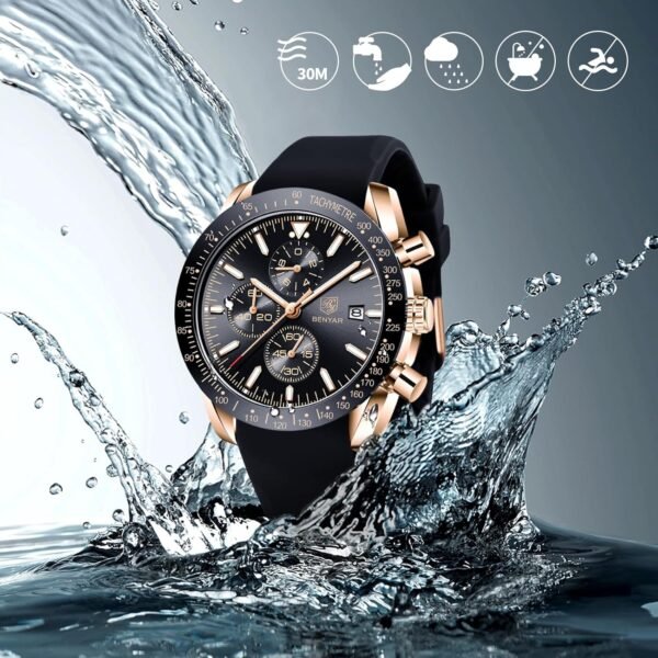 BENYAR Mens Watches Quartz Movement Chronograph Leather Stra...