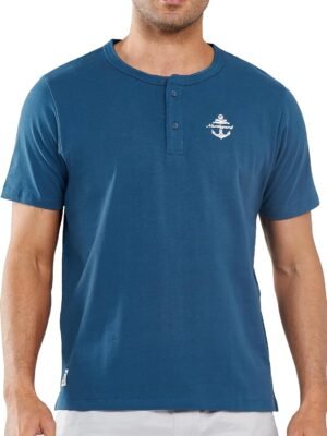 NORTHYARD Men's Henley Shirts Casual Short Sleeve Heavy Cott...