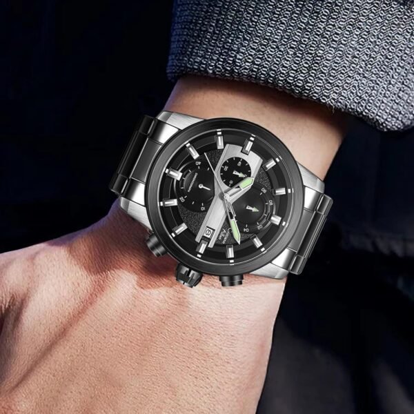 Watches for Men Analog Quartz Chronograph Stainless Steel Wa... - Image 3