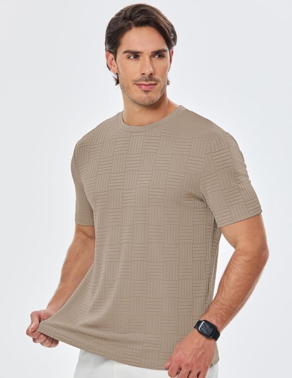 JMIERR Mens T-Shirt Casual Stretch Solid Crewneck Short Slee...