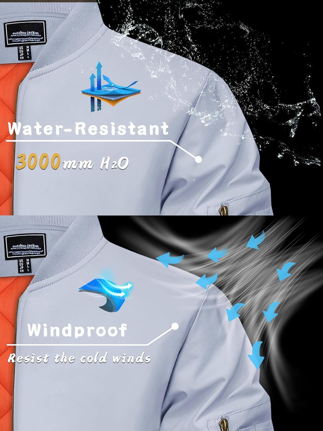 KEFITEVD Men's Jacket Casual Windproof Bomber Jackets Full Z... - Image 2