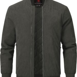 TBMPOY Men's Corduroy Bomber Jacket Full Zip Quilted Lined F...
