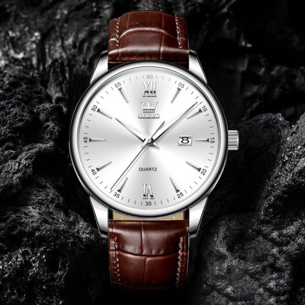 OLEVS Men Leather Watch,Mens Wrist Watches,Big Face Watches ...