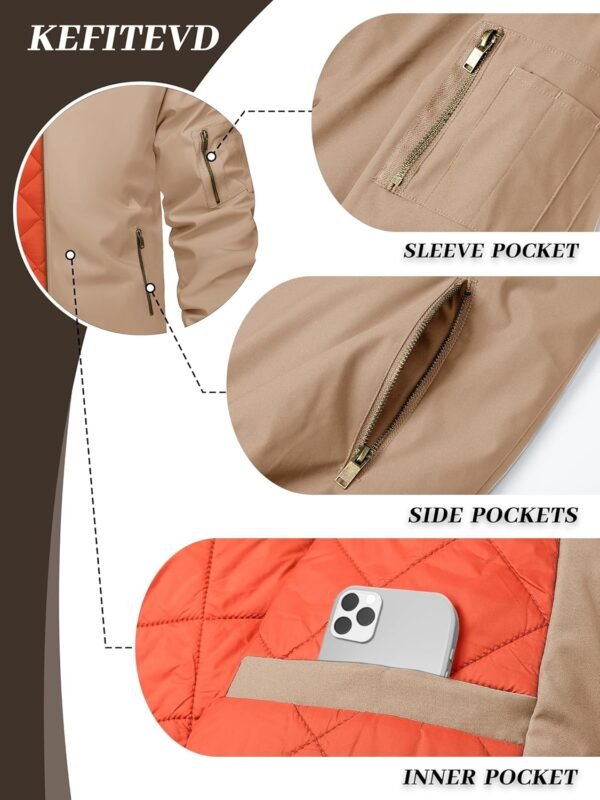 KEFITEVD Men's Jacket Casual Windproof Bomber Jackets Full Z...