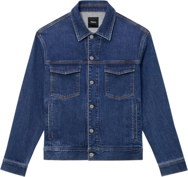 Theory Men's City Trucker Jacket in Denim Beryl