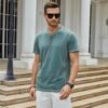 Mens Short Sleeve Henley Shirts Casual Button Tee Shirts Bas...