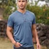 YawYews Men's Henley Shirts Short Sleeve Casual Button T Shi...