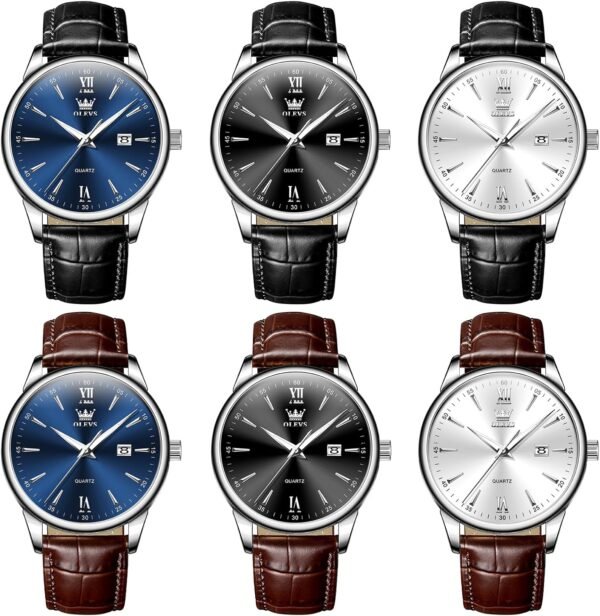 OLEVS Men Leather Watch,Mens Wrist Watches,Big Face Watches ...