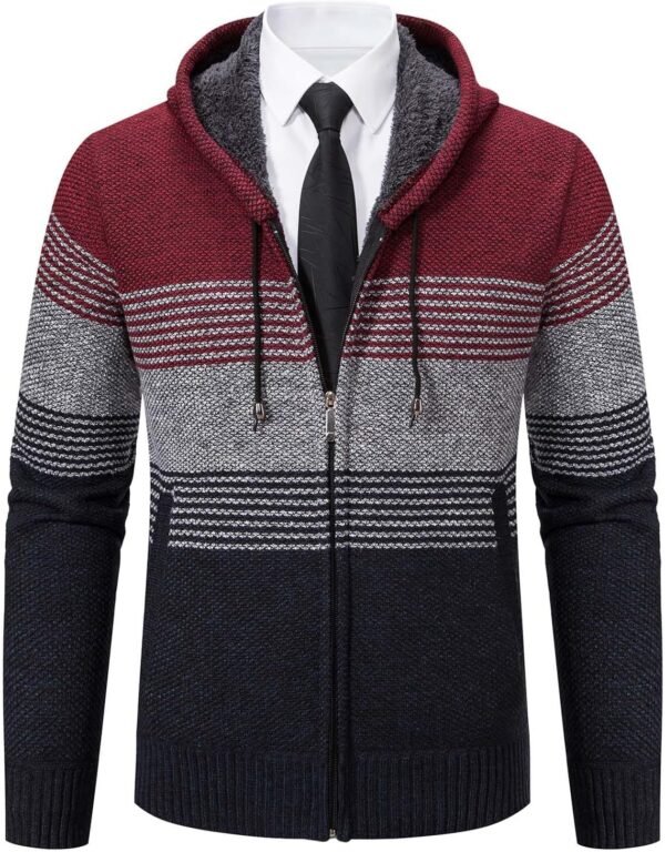 Mylldey Mens Hoodies Knit Sweater, Full Zip Fleece Lined Car...
