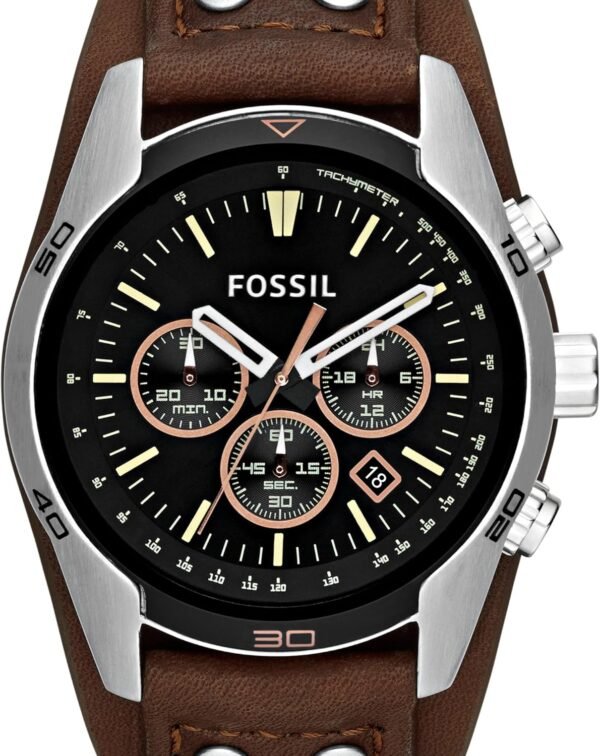 Fossil Men's Coachman Quartz Stainless Steel and Leather Chr...