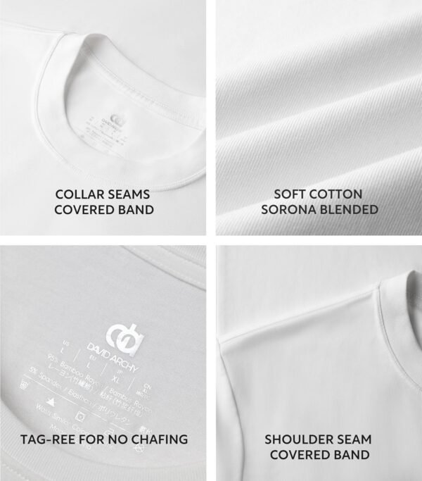 DAVID ARCHY Men's Undershirt Cotton Sorona Blended Moisture-...