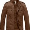 WenVen Men's Casual Washed Cotton Military Jacket