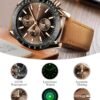 Men's Leather Band Chronograph Watch - 30M Waterproof Big Fa...