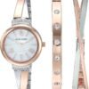 Anne Klein Women's Premium Crystal Accented Bangle Watch Set...