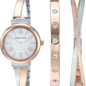 Anne Klein Women's Premium Crystal Accented Bangle Watch Set...