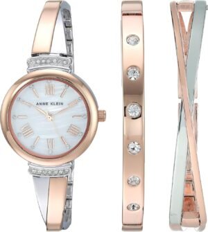 Anne Klein Women's Premium Crystal Accented Bangle Watch Set...
