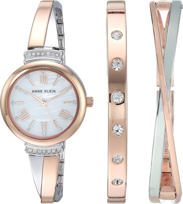 Anne Klein Women's Premium Crystal Accented Bangle Watch Set...