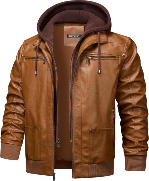WULFUL Men's Leather Jackets, Faux Leather Jacket for Men La...