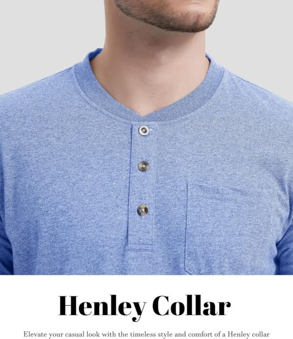 CRYSULLY Men's Henley Shirts Cotton Long Sleeve T-Shirts 3 B...
