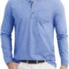 CRYSULLY Men's Henley Shirts Cotton Long Sleeve T-Shirts 3 B...
