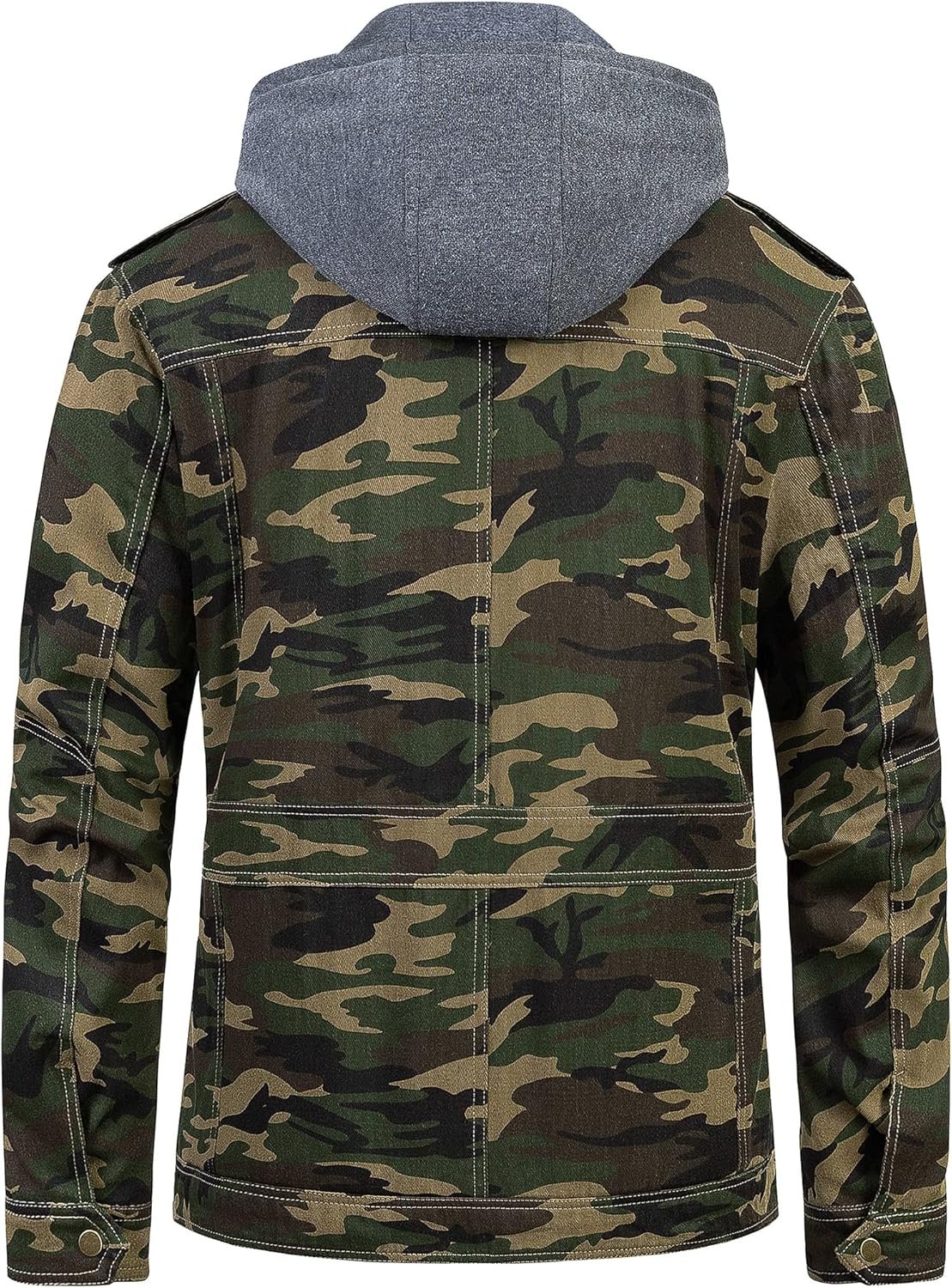 Pursky Men's Military Jacket Casual Washed Cotton Hooded Can... - Image 3