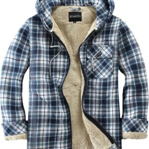 Elesuit Men's Full Zip Fleece Flannel Jackets Shirt Plaid Co...