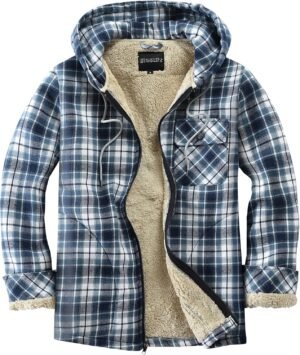 Elesuit Men's Full Zip Fleece Flannel Jackets Shirt Plaid Co...
