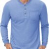 CRYSULLY Men's Henley Shirts Cotton Long Sleeve T-Shirts 3 B...
