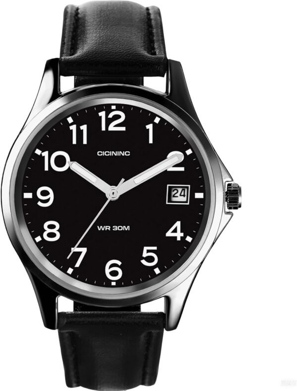 Analog Wrist Watch for Men Women-38mm Rugged Slim Wind Up Wa... - Image 2
