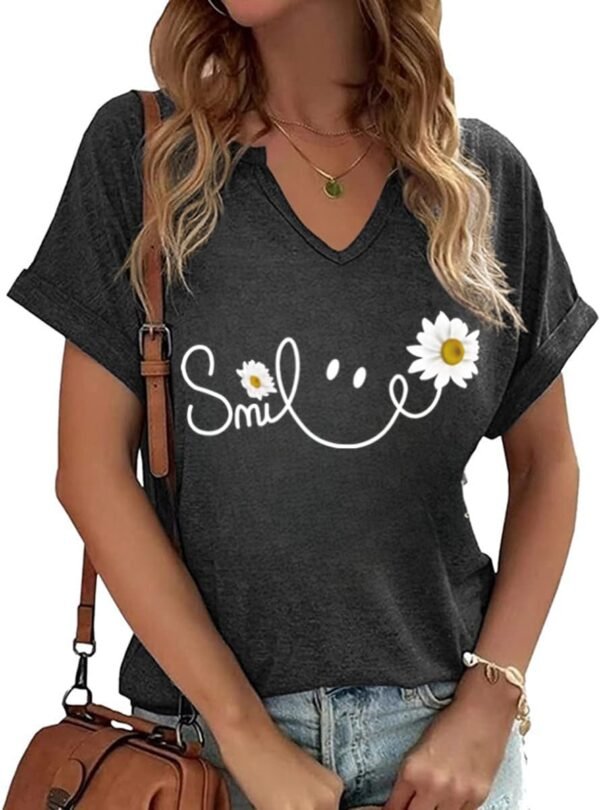 Womens Flowers V Neck Shirt Vintage Boho Floral Wildflowers ...