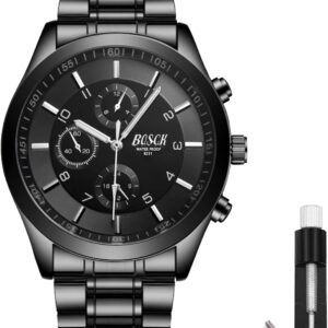 Men's 40mm Analog Watch – Auto Date & Day Display, Stainless...