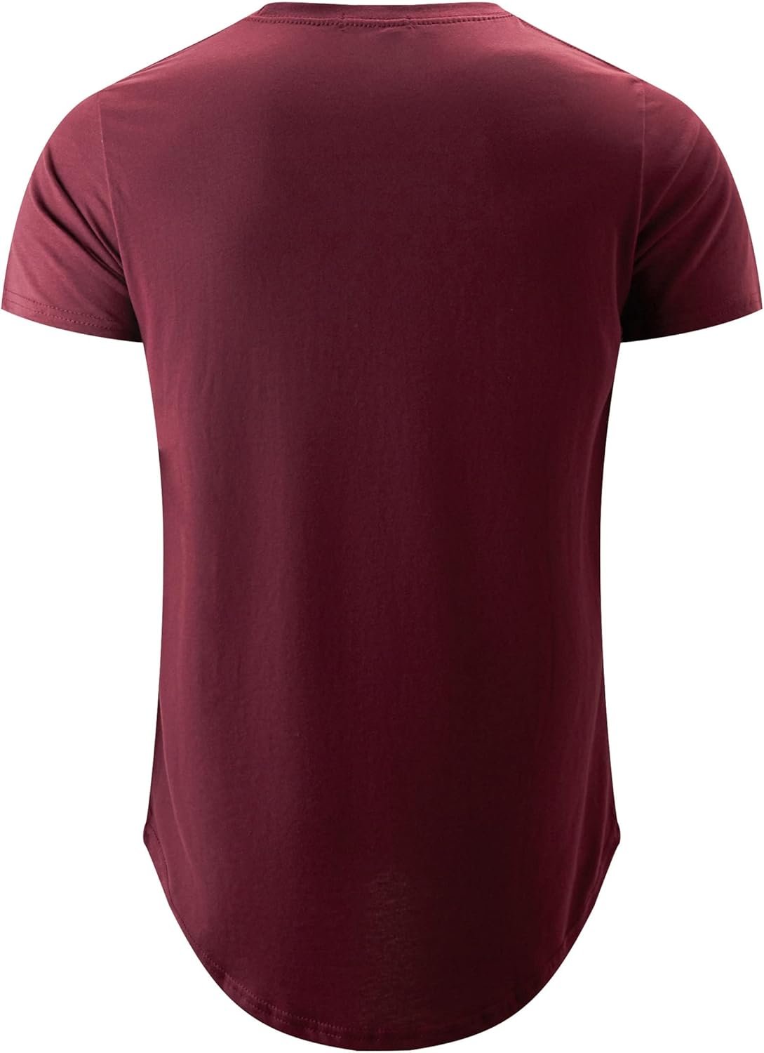 KLIEGOU Mens 100 Cotton Hipster Hip Hop Longline Crewneck T-... - Image 2