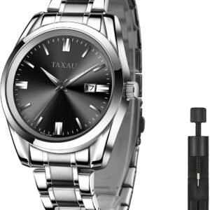 Mens Silver Watch Luxury Minimalist Dress Watch Waterproof W...