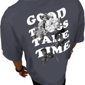 GORGLITTER Men's Novelty Casual Letter Graphic Crewneck T-Sh...