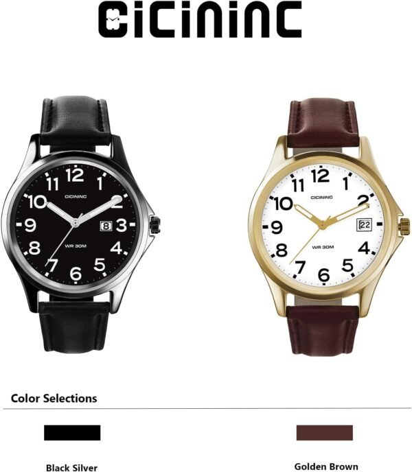 Analog Wrist Watch for Men Women-38mm Rugged Slim Wind Up Wa... - Image 4