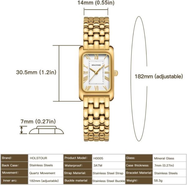 Watches for Women Vintage Bracelet Roman Dial Rectangular Ca... - Image 4