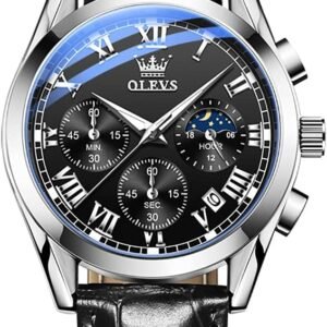 OLEVS Watches Waterproof Leather Watch Quartz Watches with D...